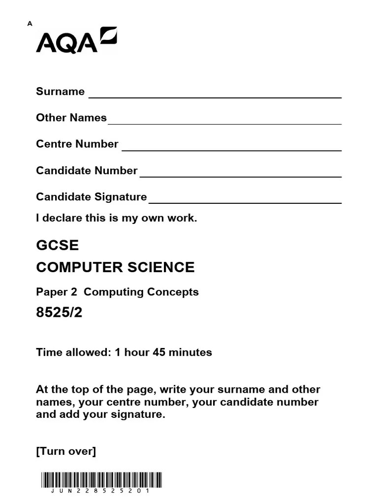 Paper 2 Computer Science QS Download Free PDF Computer Data Storage