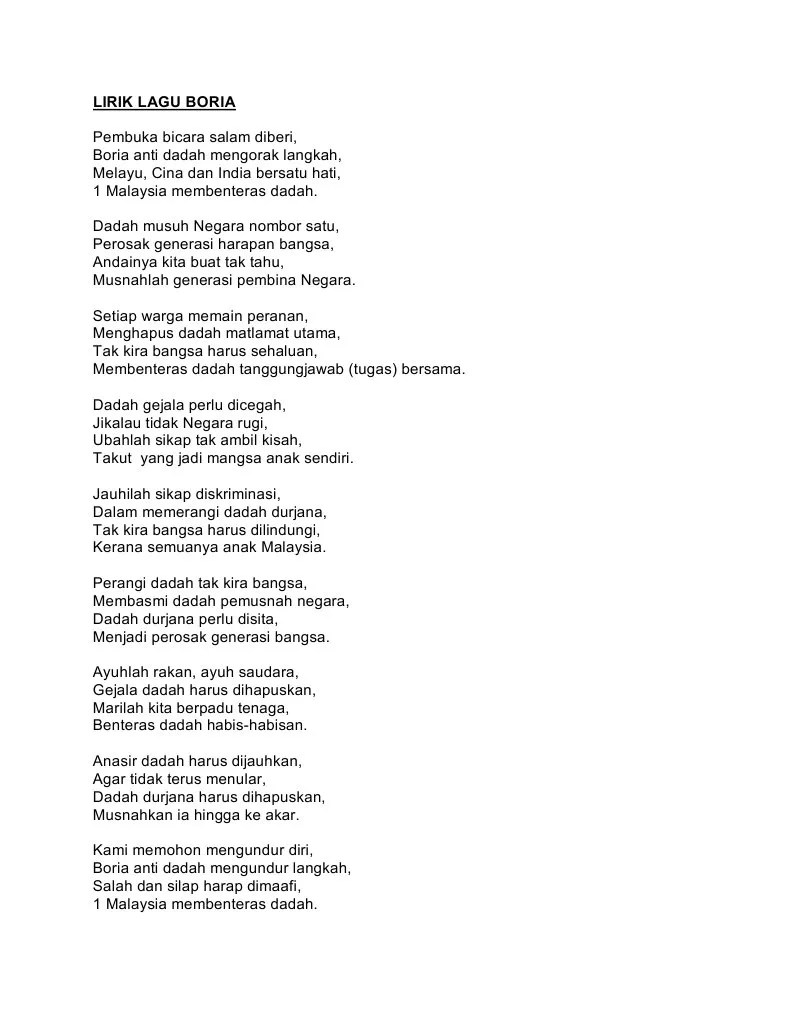 Lirik Lagu Boria | PDF
