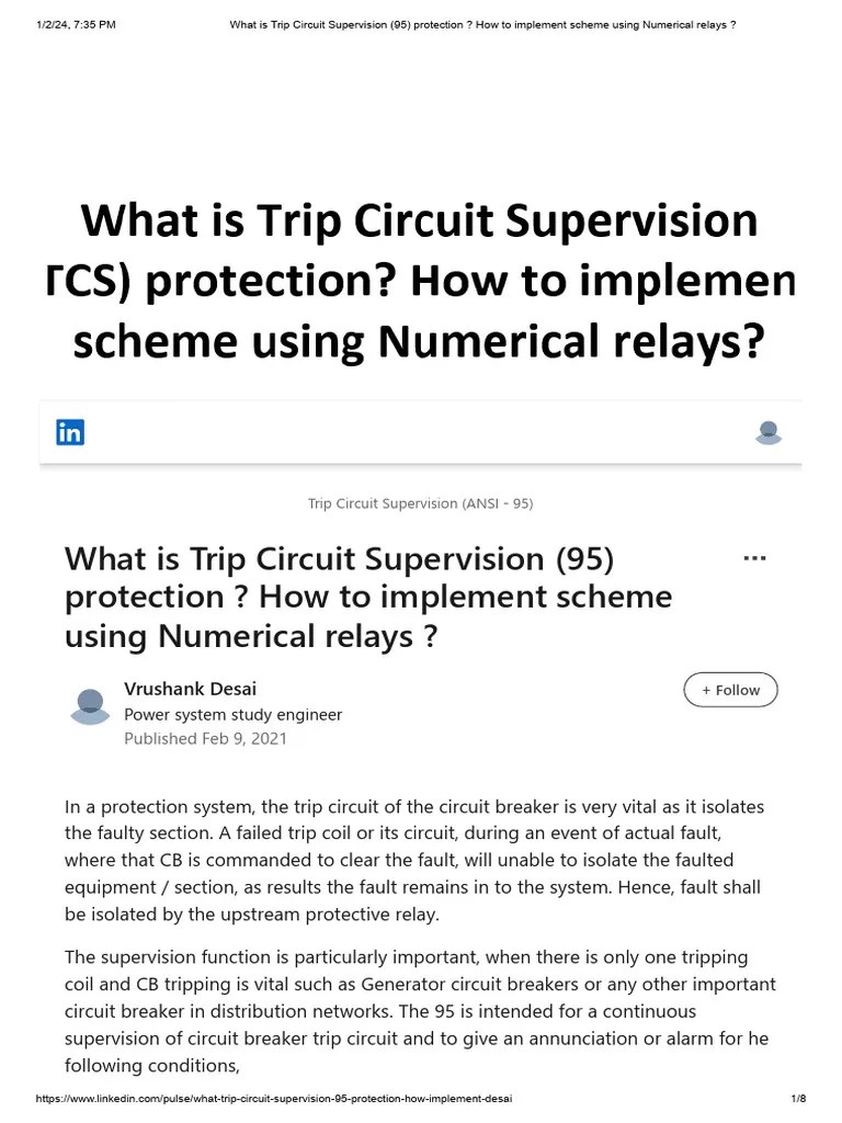 What Is Trip Circuit Supervision (95) Protection How To Implement