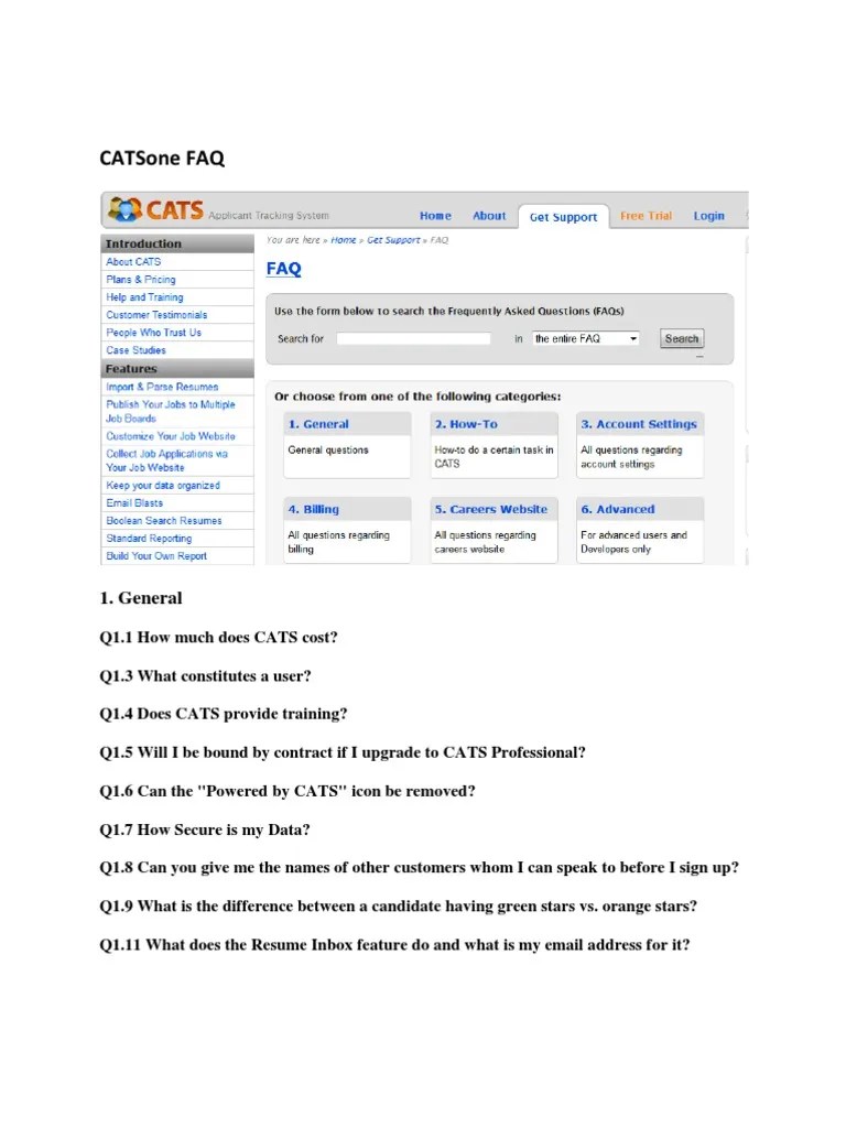 Catsone Faq Résumé Websites