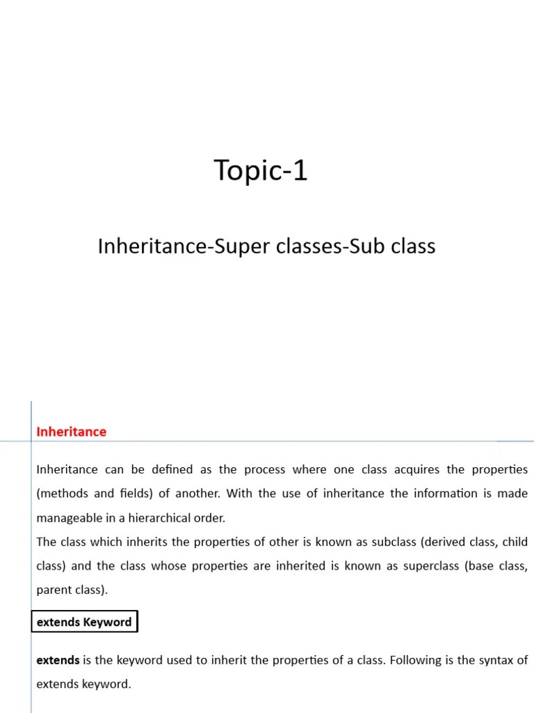 InheritanceSuper Class and Sub Class PDF Inheritance (Object