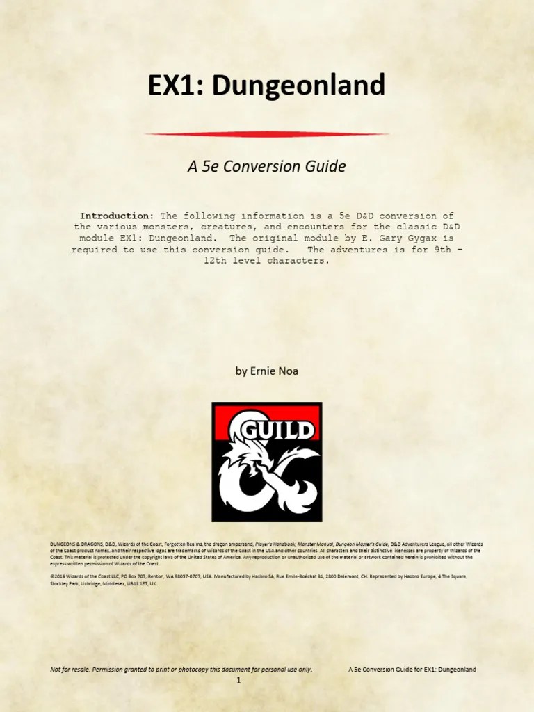Dungeonland 5e Conversion Download Free PDF Dungeons & Dragons