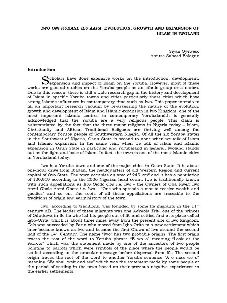 Iwo Oni Kurani, Ilu Aafa Evolution, Growth and Expansion of PDF