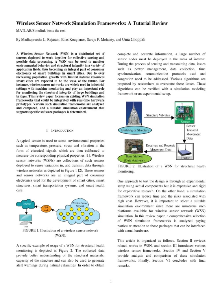 Wireless Sensor Network Simulation Frameworks A Tutorial Revie