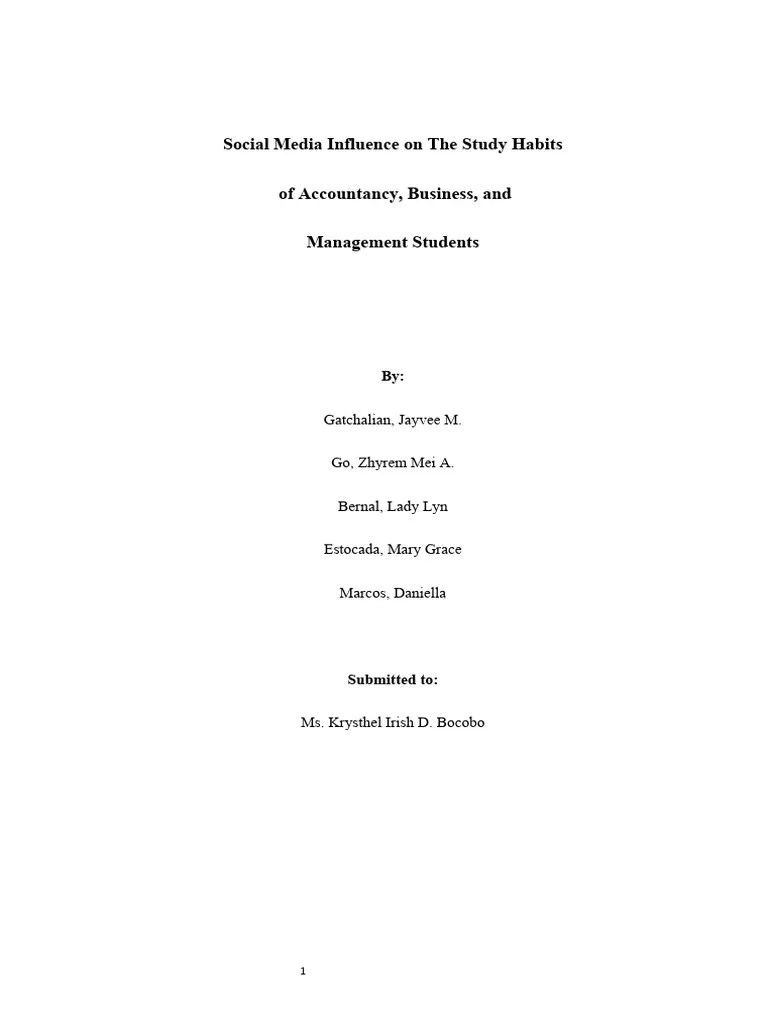 Pr2 Social Media Influence To Study Habits 1 3 PDF Survey