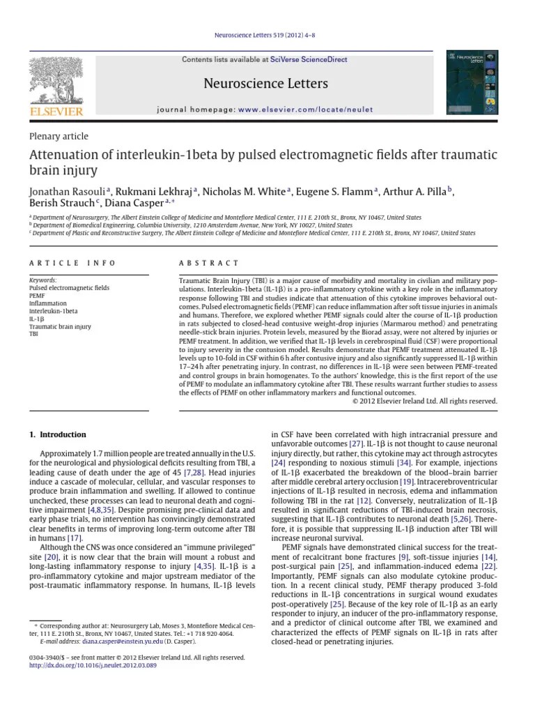 Attenuation of Interleukin1beta by Pulsed Fields After