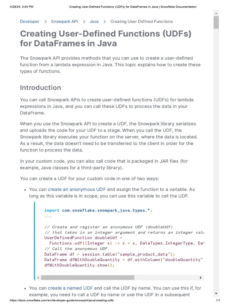 Creating UserDefined Functions (UDFs) for DataFrames in Java