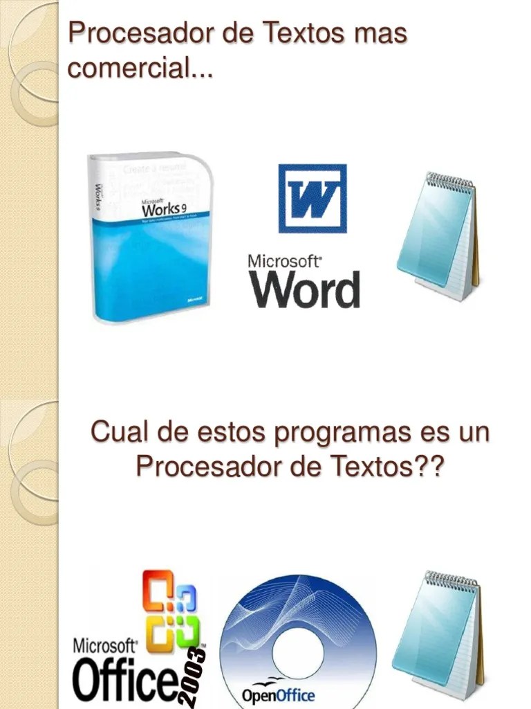 Procesador de Textos mas comercial.. Procesador de textos Informática