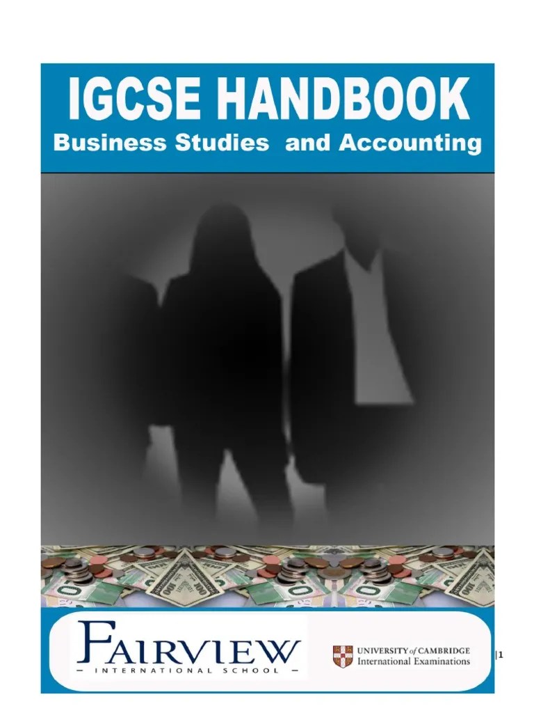 IGCSE Business Studies & Accounting Handbook PDF Business Lesson Plan
