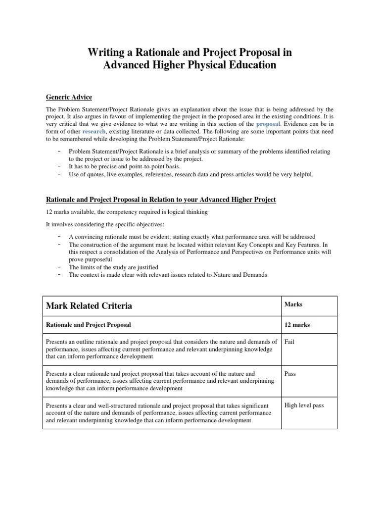 Writing A Rationale and Project Proposal PDF
