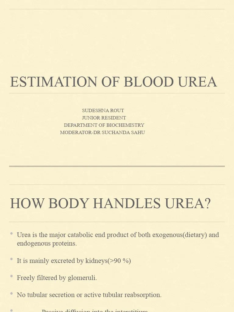 Blood Urea Estimation Final Berthelot Method PDF Urea Kidney