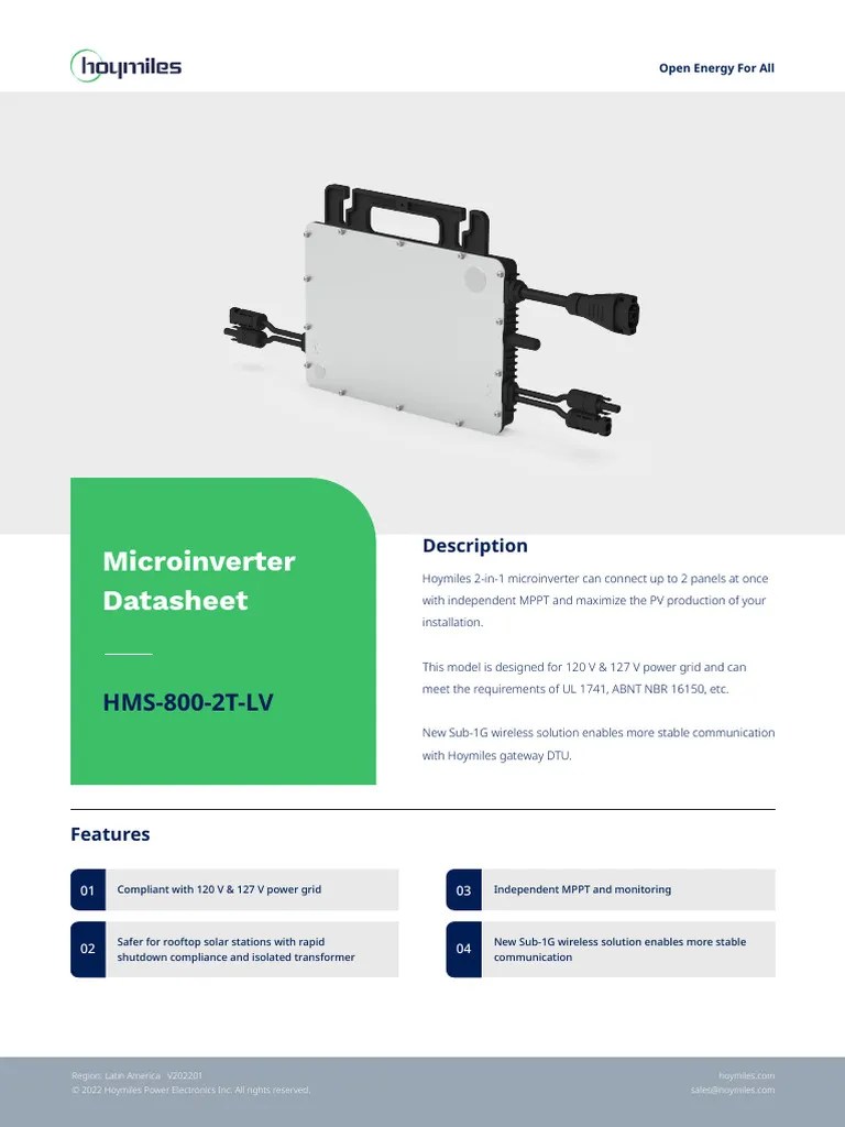HOYMILES 800W 110vac | PDF | Electrical Components | Manufactured Goods