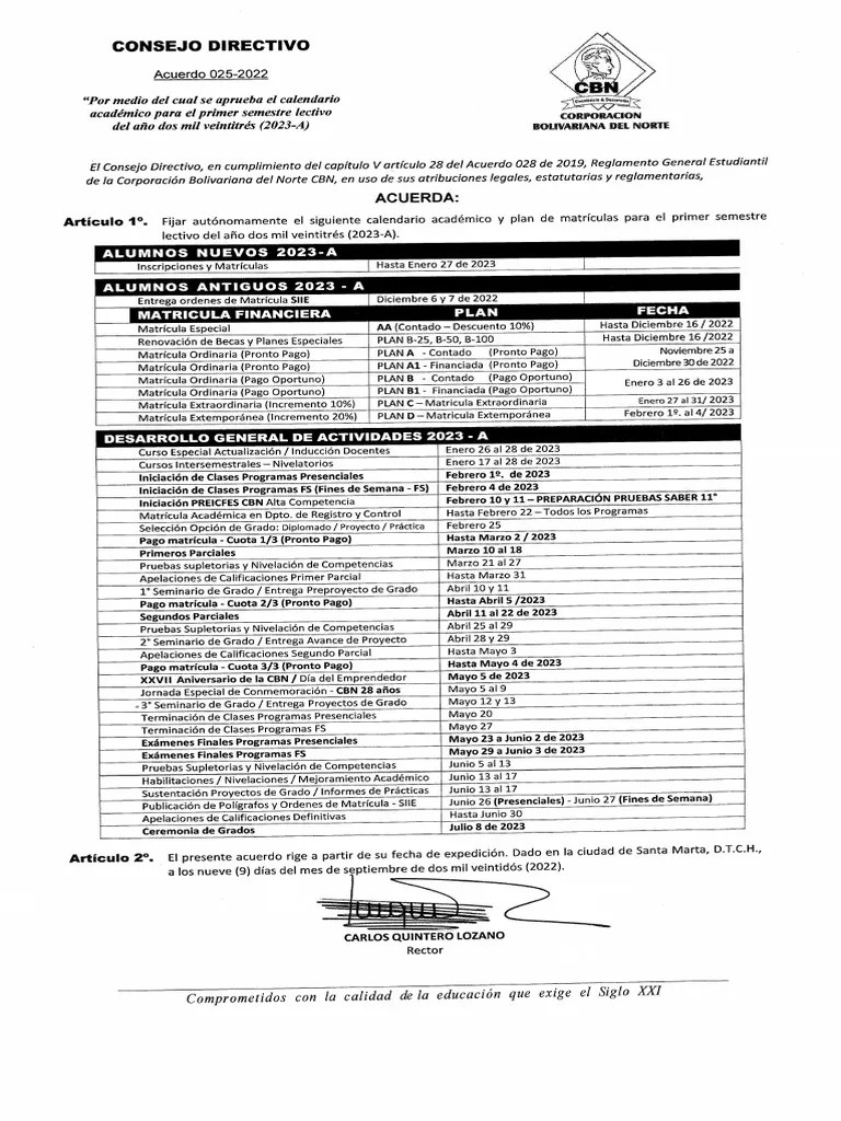 calendario de parciales primer semestre PDF