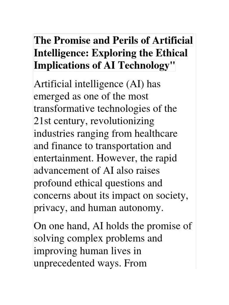 Ethical Implications of AI Technology PDF Artificial Intelligence