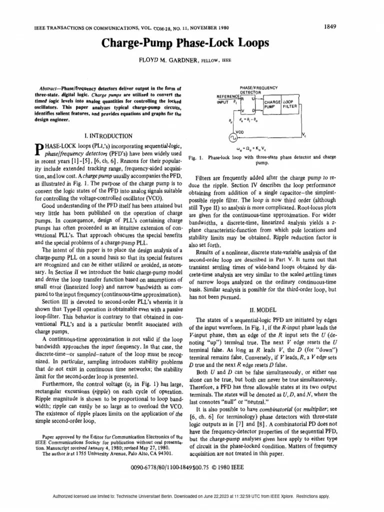 Charge Pump Phase Lock Loops PDF Electrical Engineering Electronics