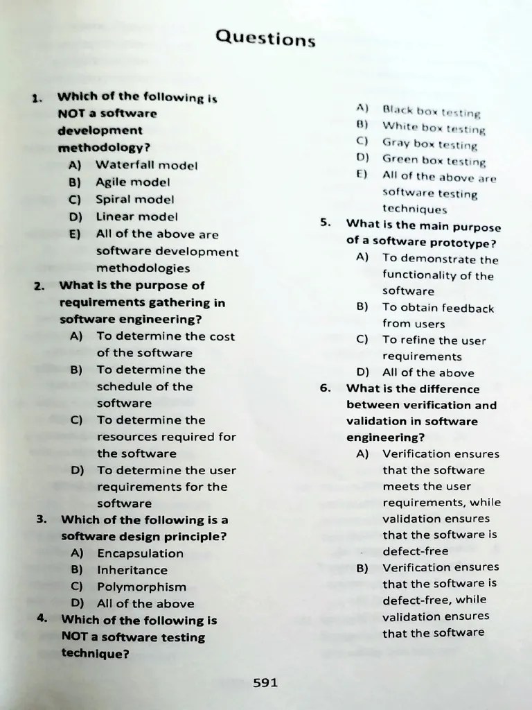 Software Engineering MCQ PDF Software Development Process