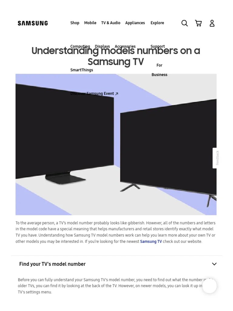Understanding Models Numbers on a Samsung TV PDF Television