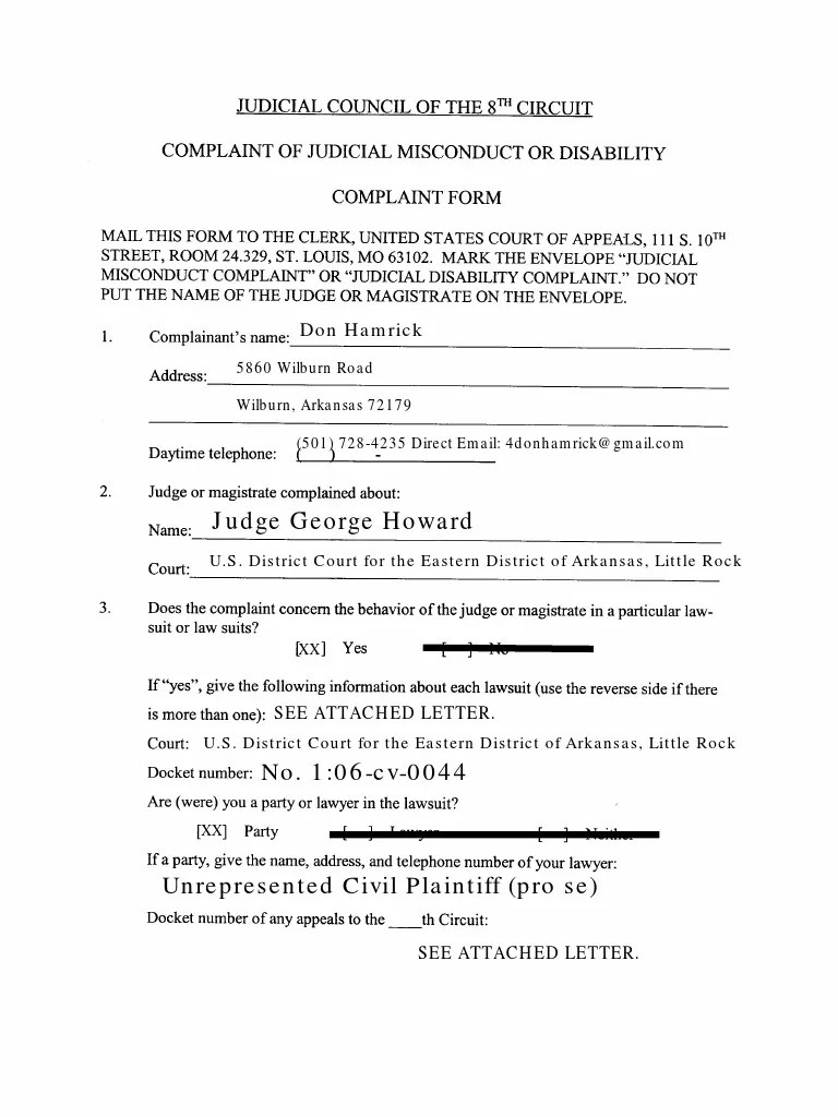 8th Circuit Judicial Complaint American Bar Association Complaint