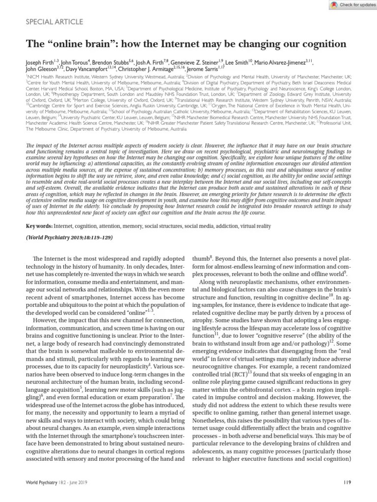 World Psychiatry 2019 Firth The Online Brain How The May(01)