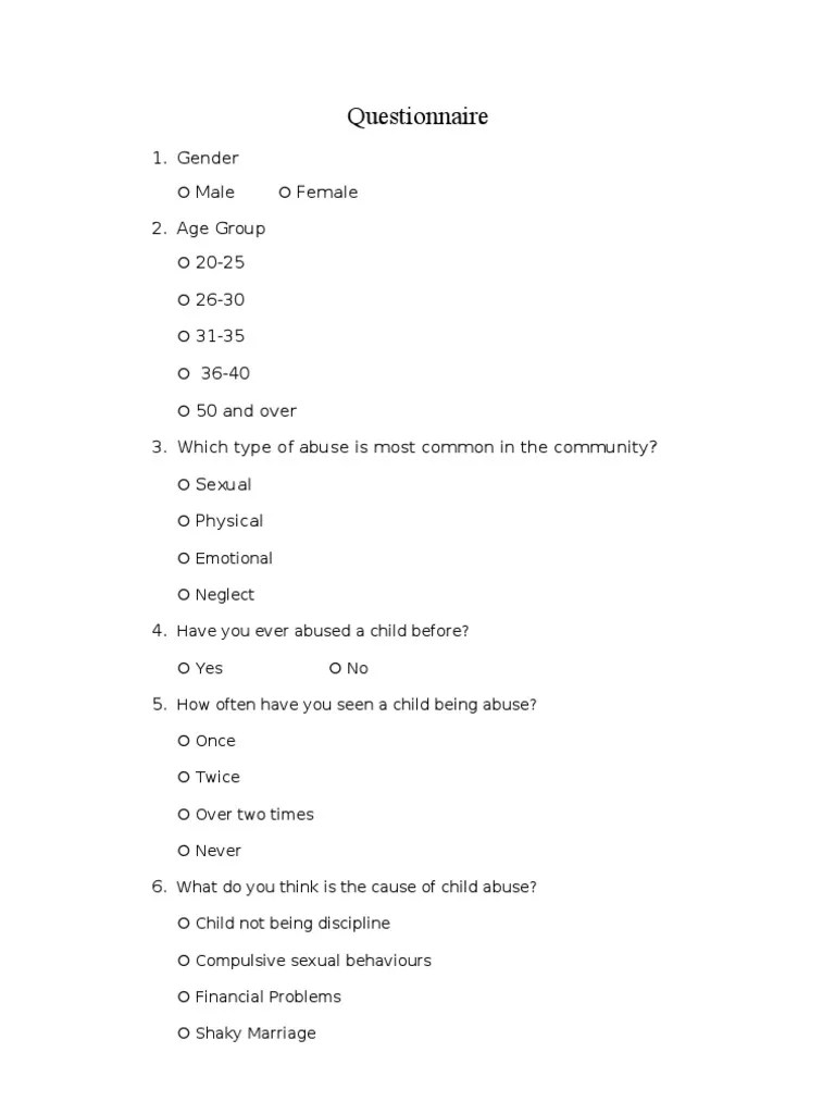 Social Studies SBA Questionnaire]