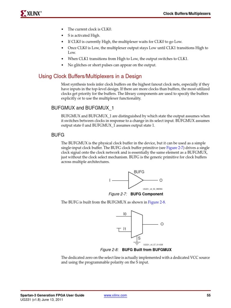 Using Clock Buffers/Multiplexers in A Design Bufgmux and Bufgmux 1
