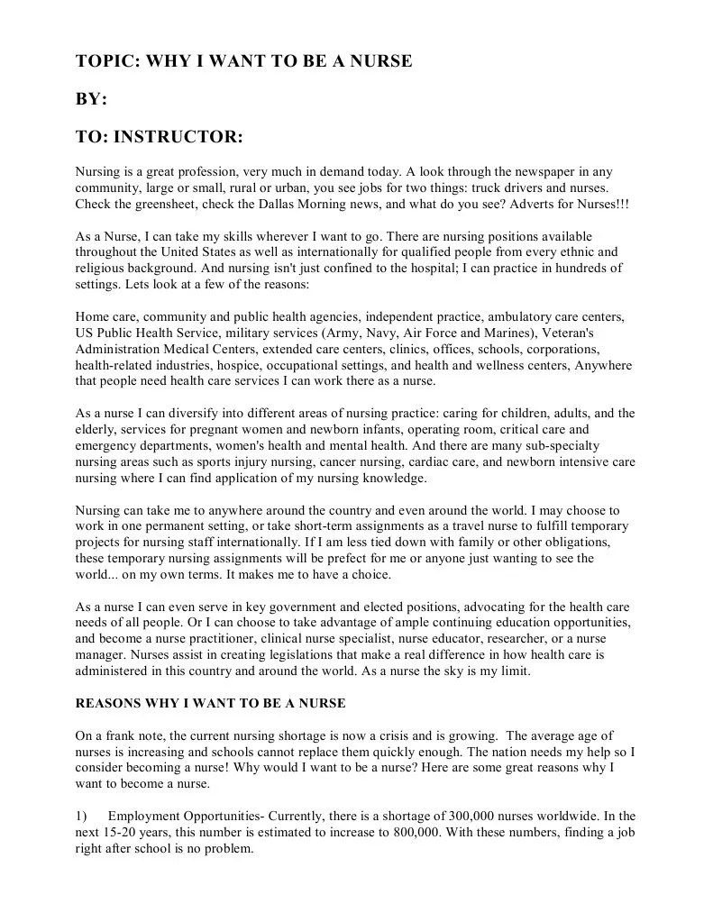 Why i Want to Be a Nurse