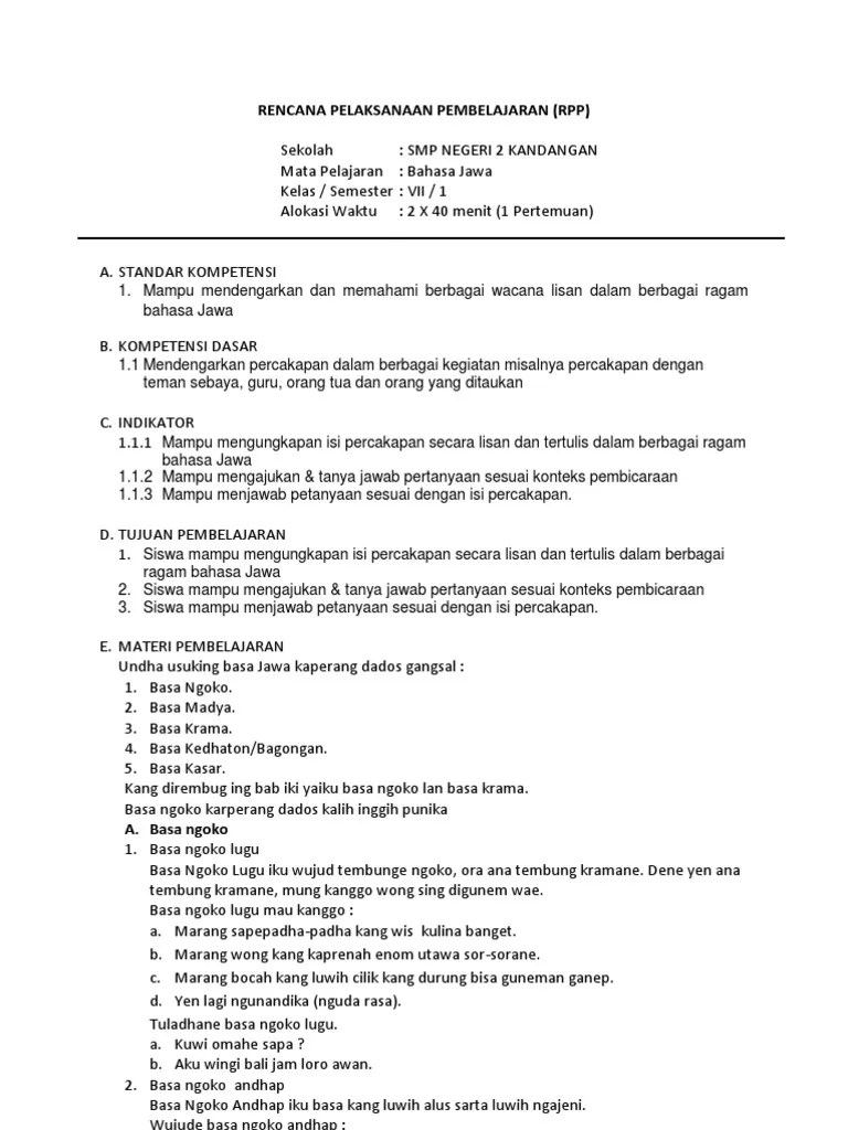 RPP Kelas Vii Semester 1 Ok | PDF