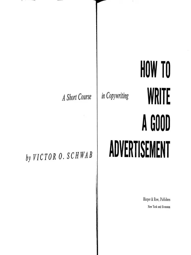 Victor O. Schwab How To Write A Good AdvertisementWilshire Book