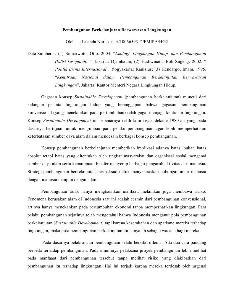 Pembangunan Berkelanjutan Berwawasan Lingkungan