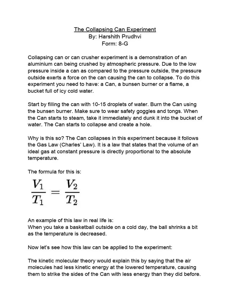 Collapsing Can Experiment PDF