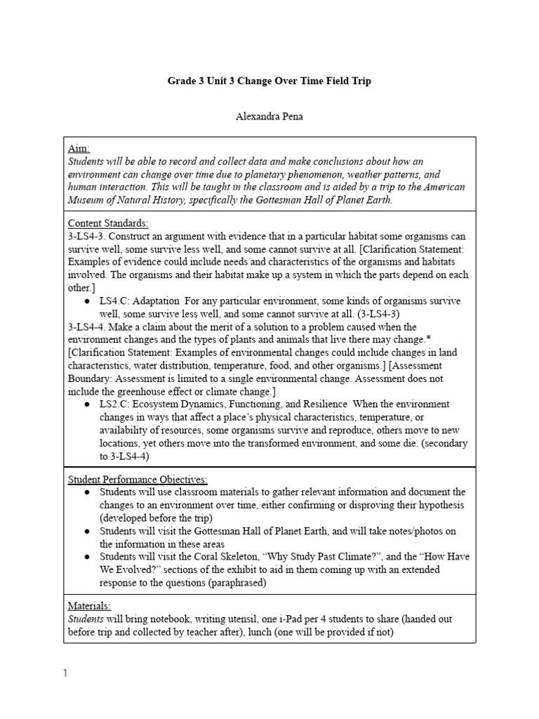 Science Field Trip Lesson Plan PDF Natural Environment Coral Reef