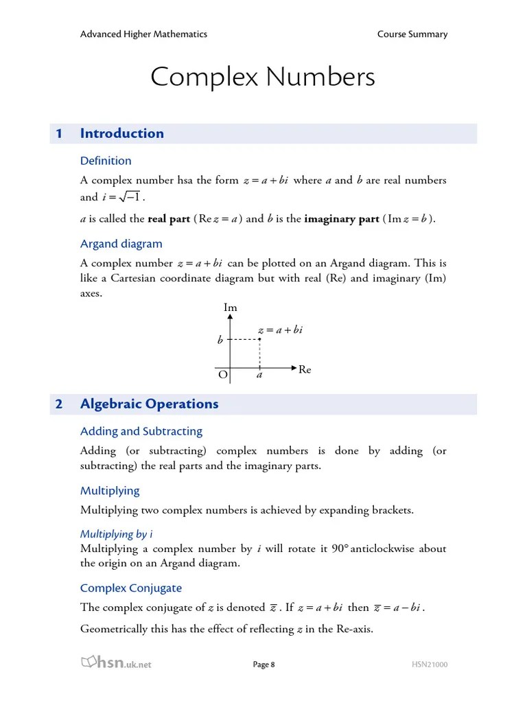 Complex Numbers HSN PDF Complex Number Mathematical Physics
