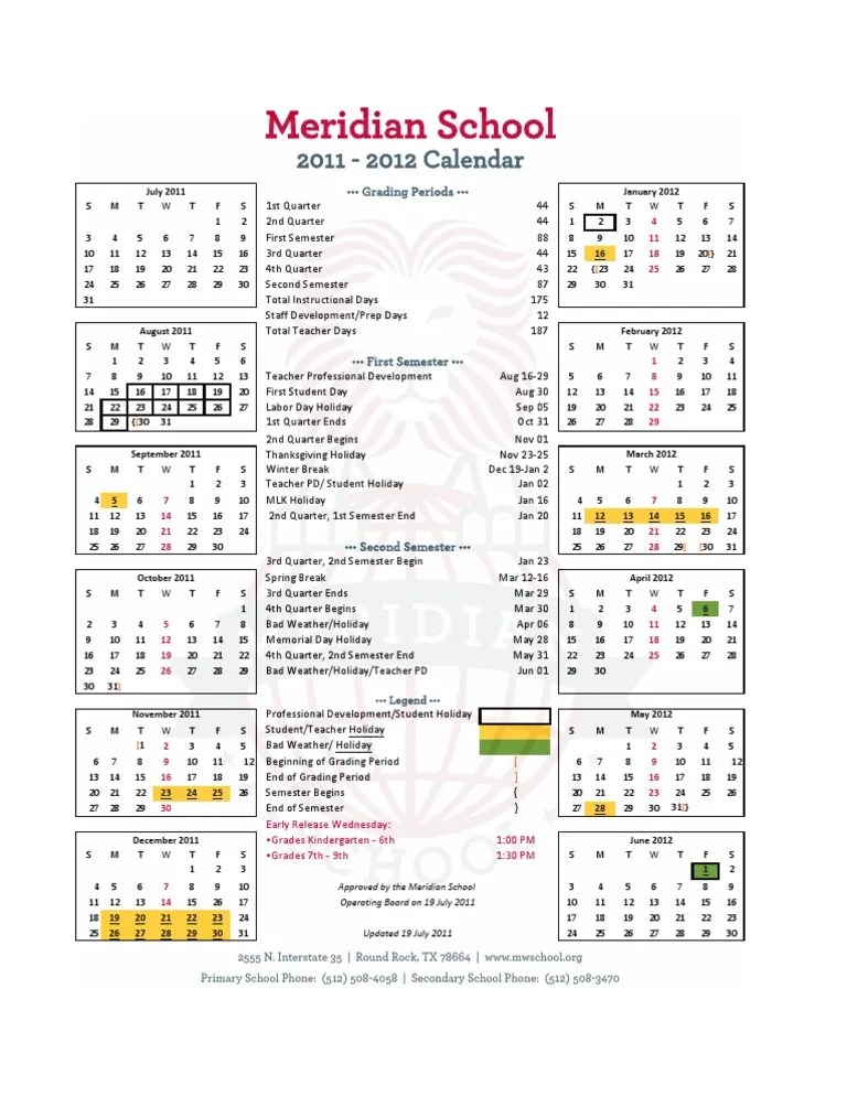 Meridian Calendar PDF