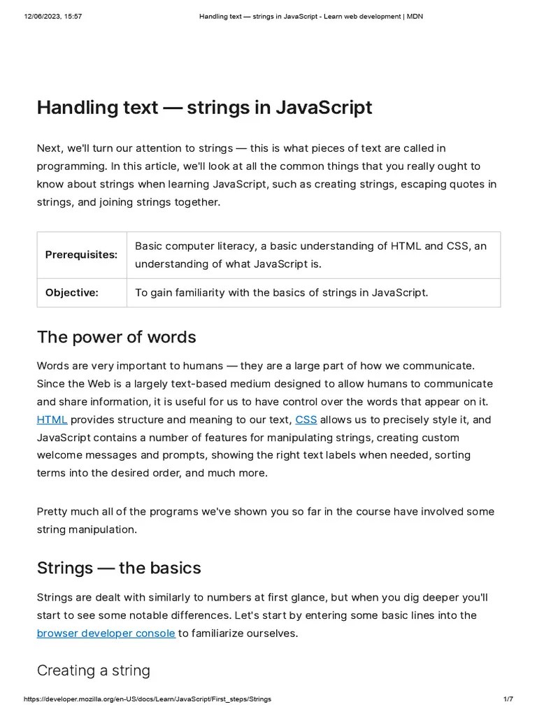 17 Handling Text Strings in JavaScript Learn  Development MDN