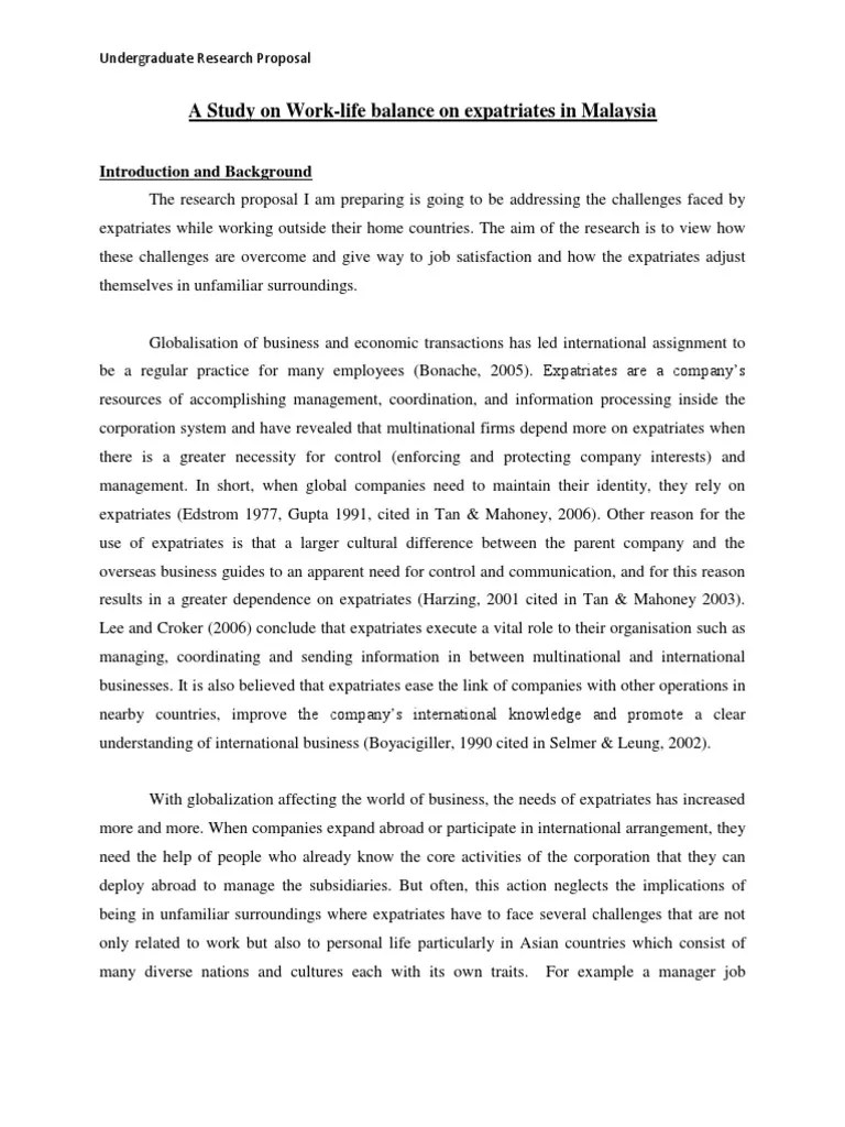 A Sample Research Proposal for Undergraduate Students