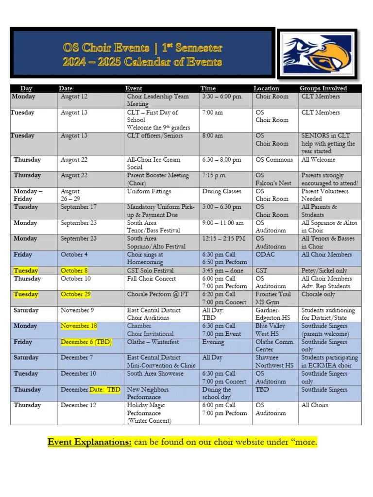 20242025 Choir Calendar May PDF Choir Performing Arts