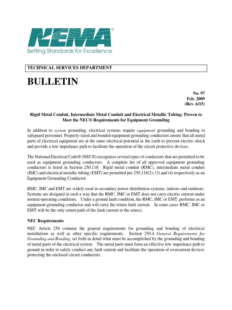 Steel Conduit and EMT Proven To Meet The NEC Reg | Download Free PDF