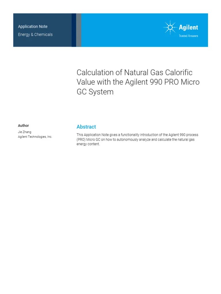 Calculation of Natural Gas Calorific Value With The Agilent 990 PRO