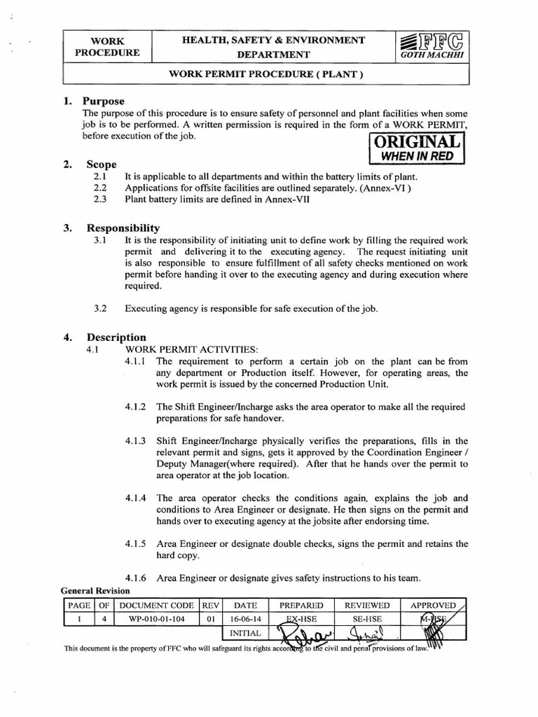 WP010Work Permit Procedure (Plant) 104 PDF