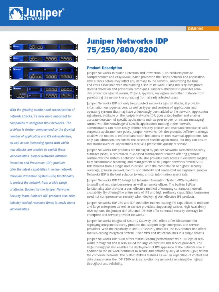 Juniper Networks IDP | PDF | Denial Of Service Attack | Computer Network