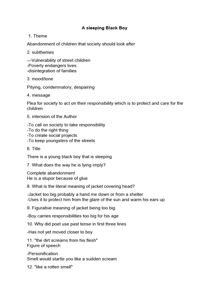 A Sleeping Black Boy PDF