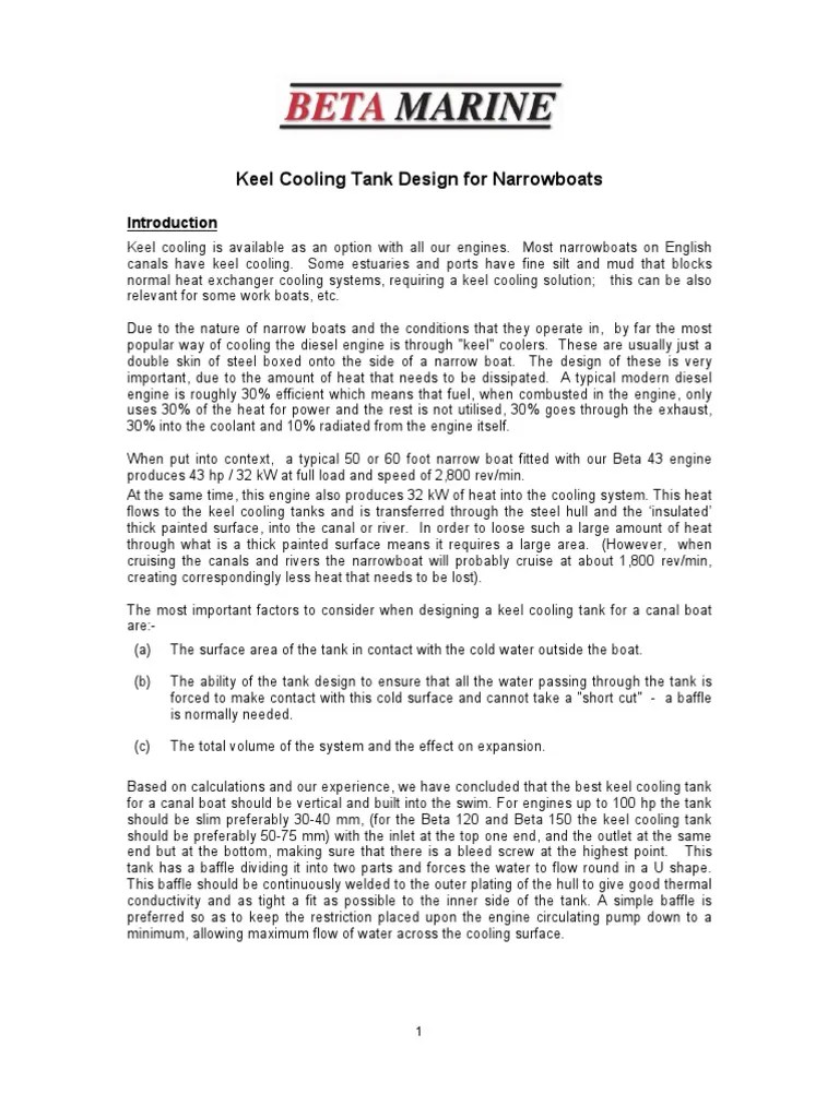 Keel Cooling Sizing | PDF | Engines | Tanks