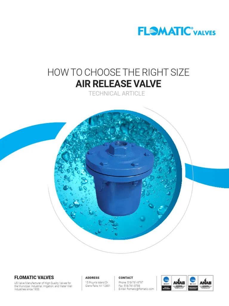Choosing The Right Air Release Valve Sizing and Selection PDF