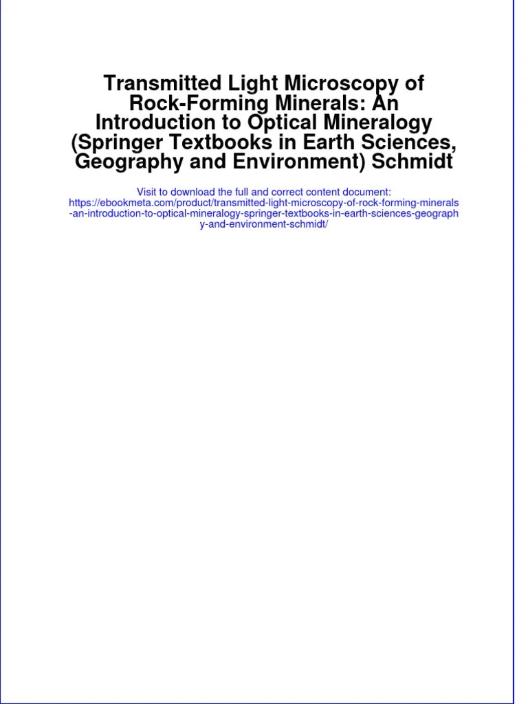 Full Ebook of Transmitted Light Microscopy of Rock Forming Minerals An