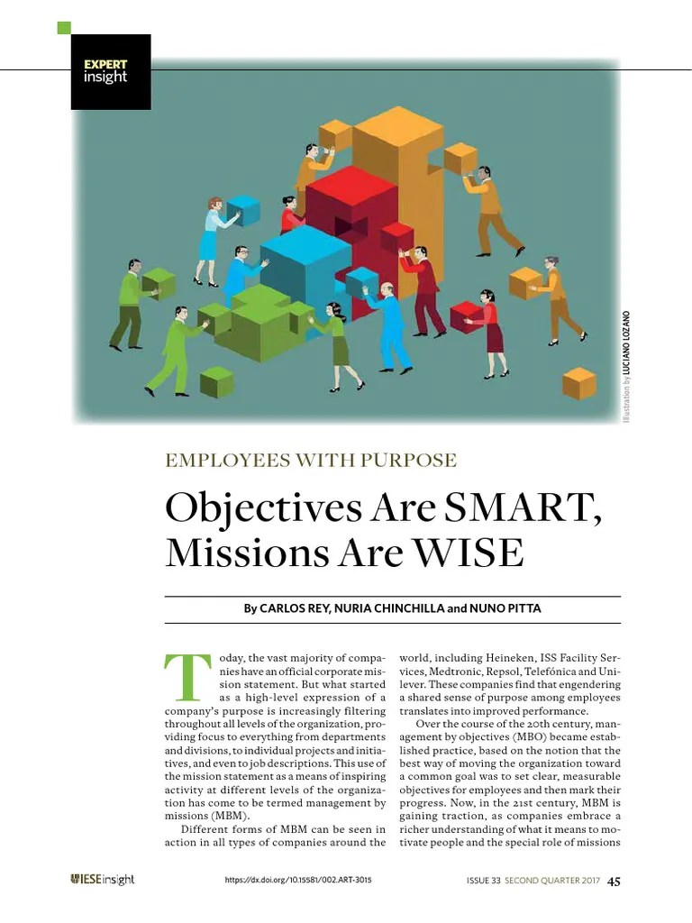 SMART Objectives vs. WISE Missions PDF Motivation Motivational