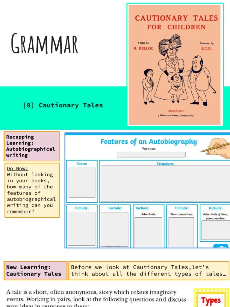 Cautionary Tales Autobiographical Writing PDF Part Of Speech