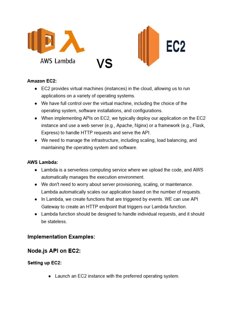 Lambda Vs EC2 Download Free PDF Computer Architecture Distributed