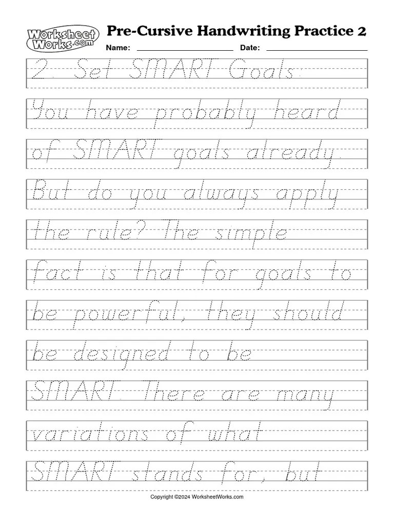 WorksheetWorks PreCursive Handwriting Practice 2 PDF