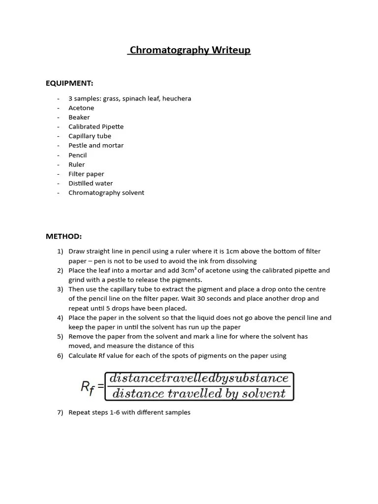 Biology AQA ALevel Required Practical Chromatography Writeup