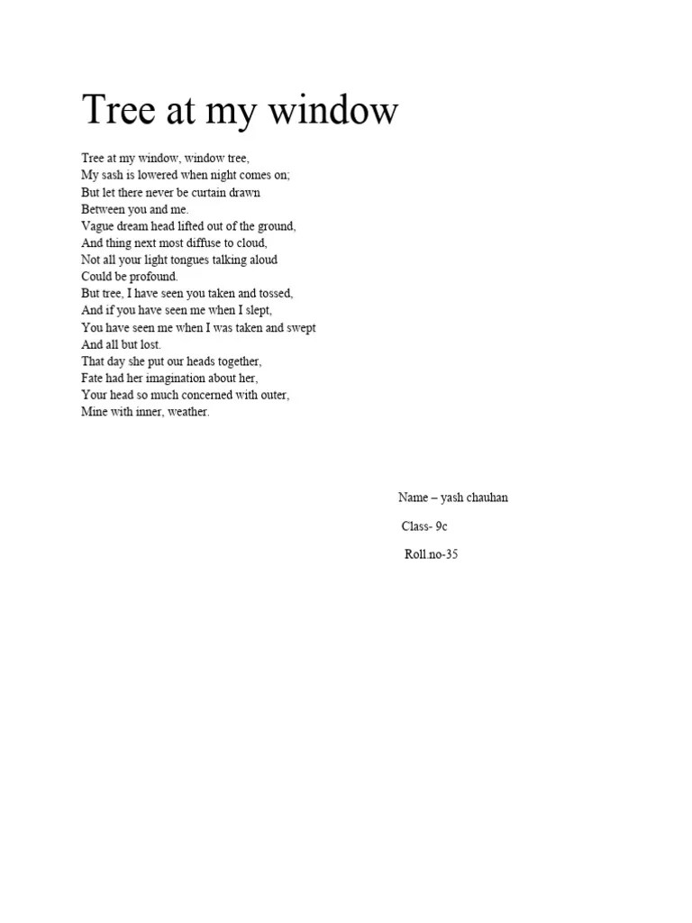 Tree at My Window PDF